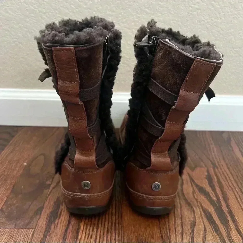 The North Face Isabel II Winter Boots Women’s Size 9 Brown Leather Side Zip